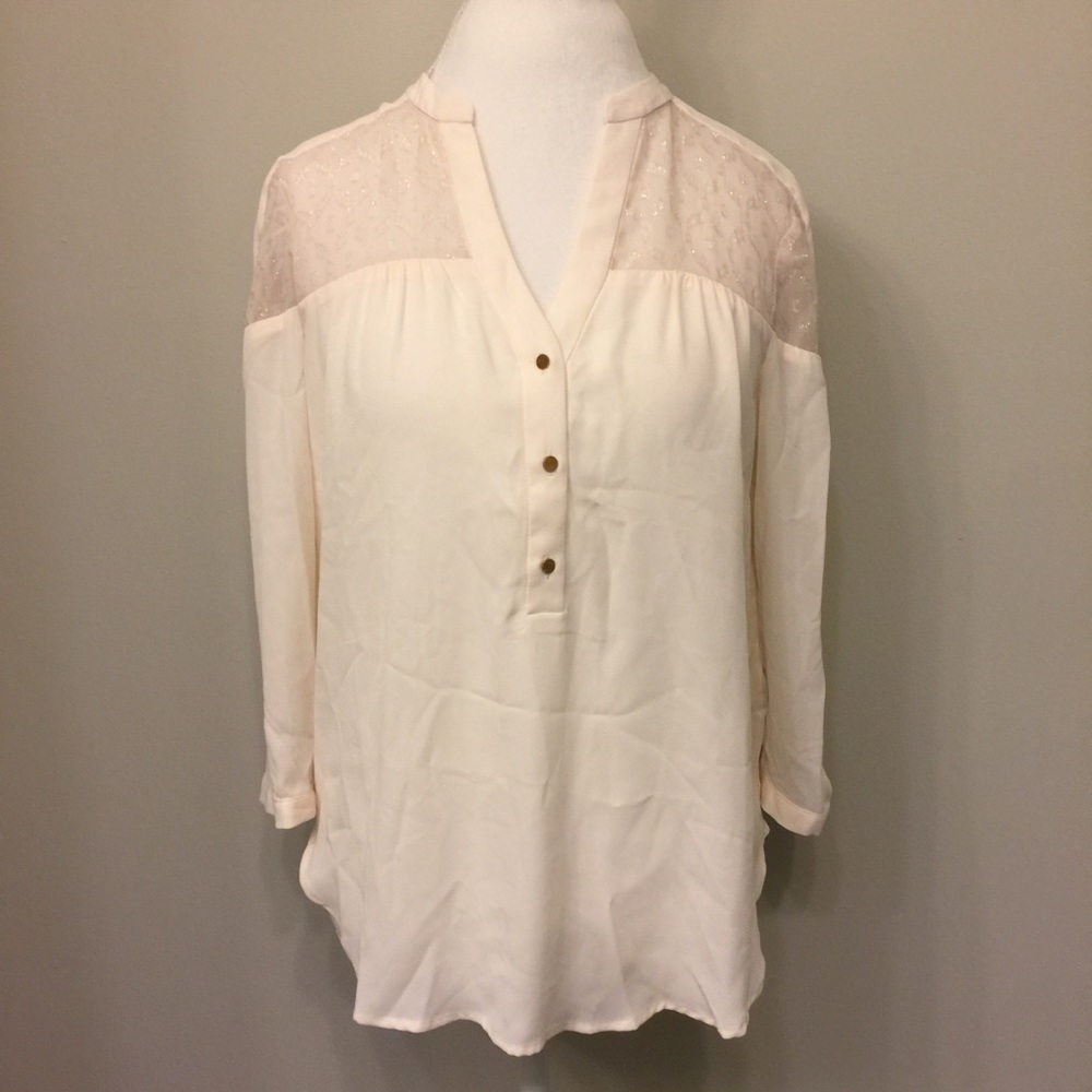 Anthropologie MAEVE 8 Blouse Metallic Shoulders